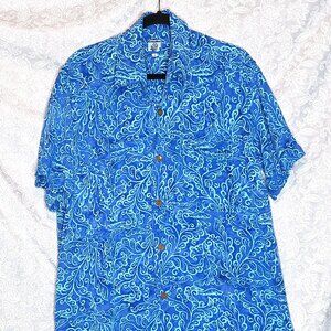 Vintage 'Endeavour' super soft aqua short sleeved Hawaiian shirt - M